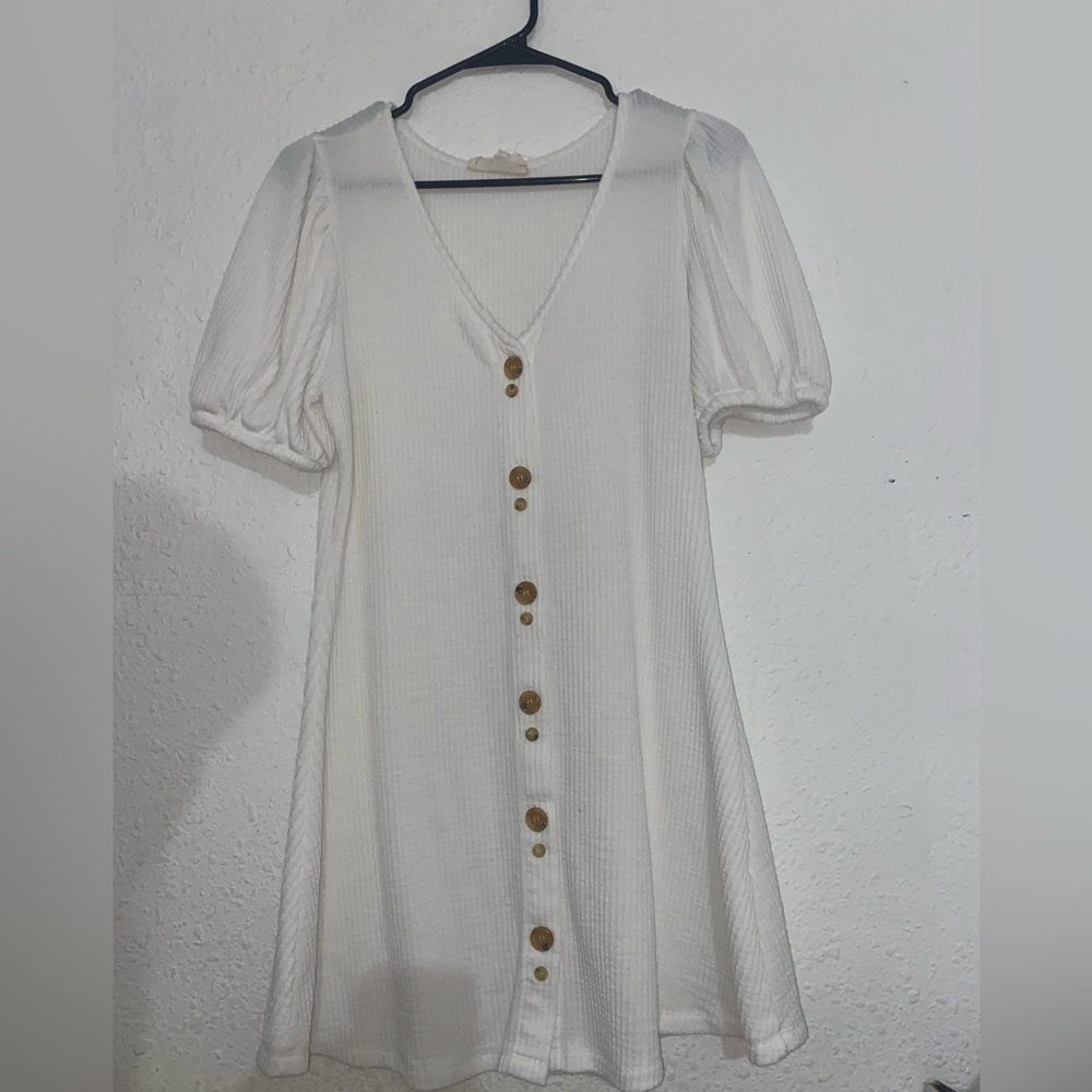 Sweet Wanderer White Puff Sleeve Mini Dress
